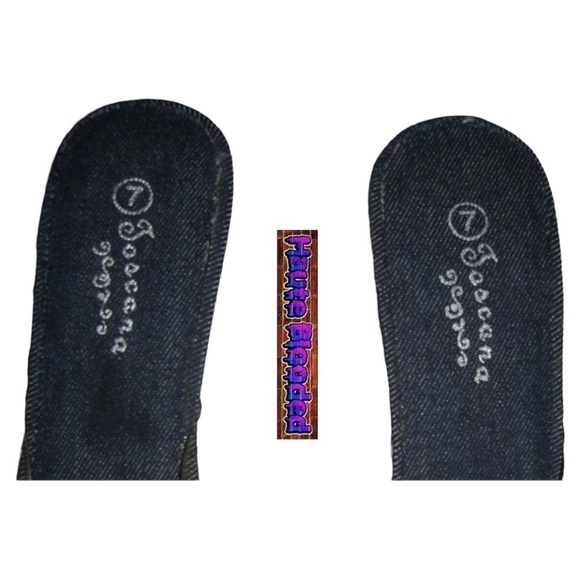 Vintage 90s y2k Deadstock Clear Lucite Plastic Denim Slides Square Toe Heels 7 - Picture 8 of 15